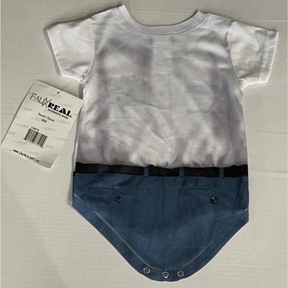 NWT Faux Real Nerd One Piece Funny Halloween Costume Cosplay Baby Infant New - Picture 2 of 3